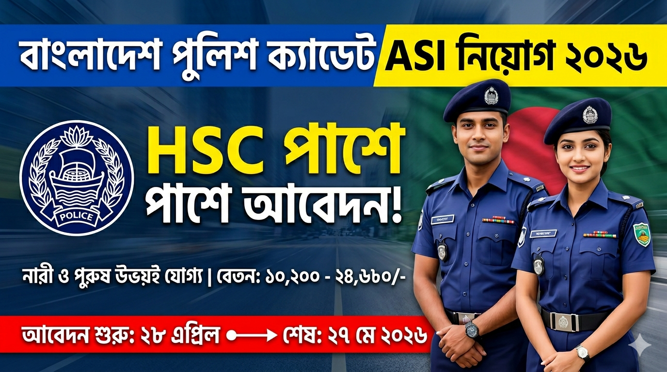 বাংলাদেশ পুলিশে ক্যাডেট এএসআই (নিরস্ত্র) পদে নিয়োগ বিজ্ঞপ্তি ২০২৬