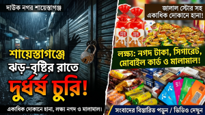 ঝড়-বৃষ্টির রাতেই শায়েস্তাগঞ্জে দুর্ধর্ষ চুরি, বাজারজুড়ে আতঙ্ক