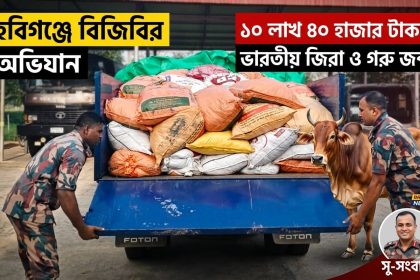 সীমান্তে চোরাচালান রুখে ১০ লাখ টাকার জিরা ও গরু আটক করল বিজিবি