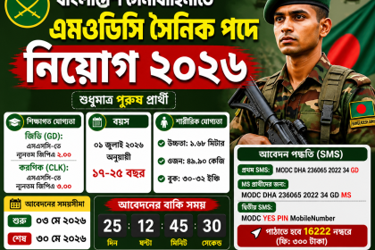 বাংলাদেশ সেনাবাহিনীতে এমওডিসি সৈনিক পদে নিয়োগ
