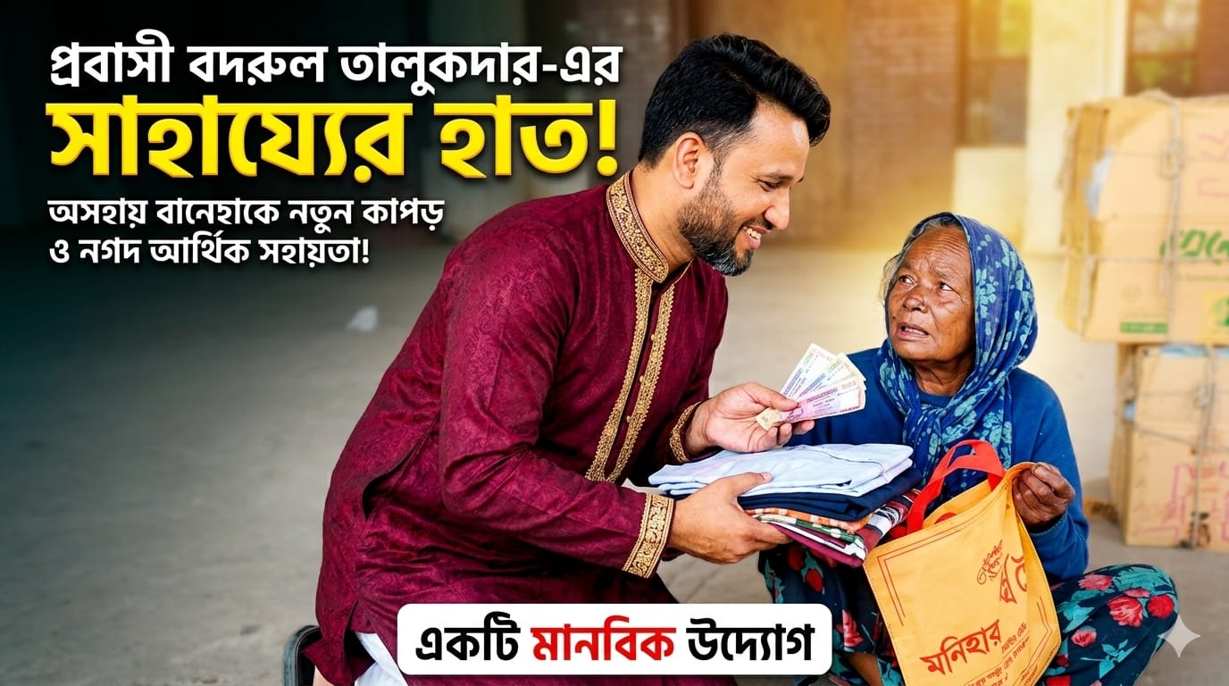 অসহায় বানেছাকে সহায়তা দিলেন প্রবাসী বদরুল তালুকদার