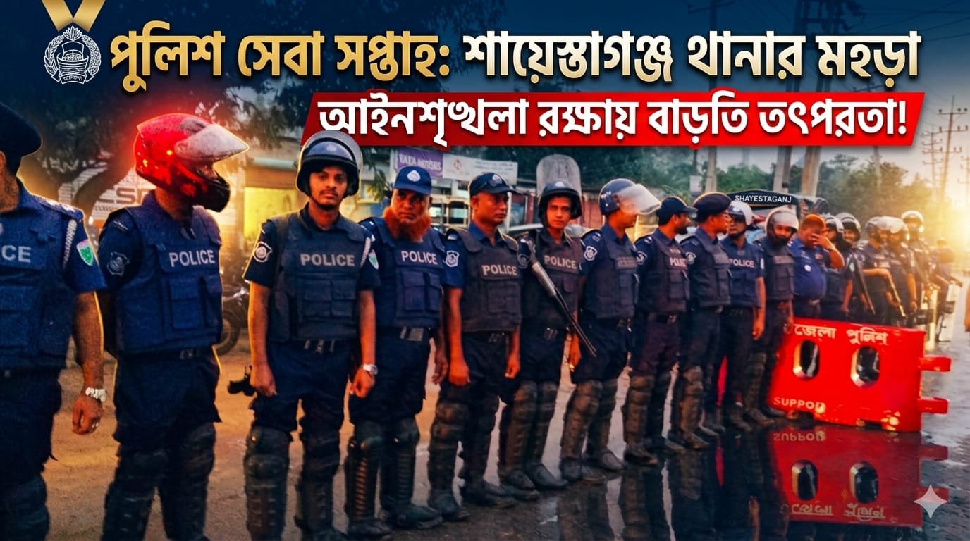 পুলিশ সেবা সপ্তাহে শায়েস্তাগঞ্জ থানা পুলিশের বিশেষ মহড়া