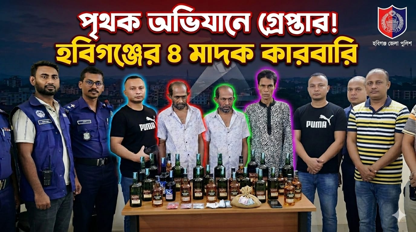 পৃথক অভিযানে গ্রেপ্তার হয়েছে চার মাদক কারবারি