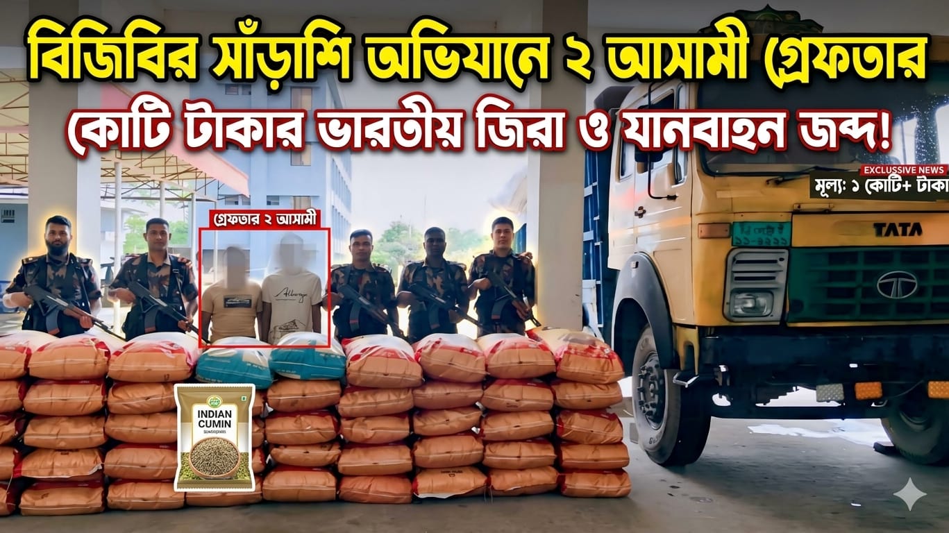 বিজিবির অভিযানে ২০০ বস্তা ভারতীয় জিরাসহ দুইজন গ্রেফতার