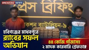 ৪৪ কেজি গাঁজাসহ দুই মাদক কারবারি গ্রেফতার
