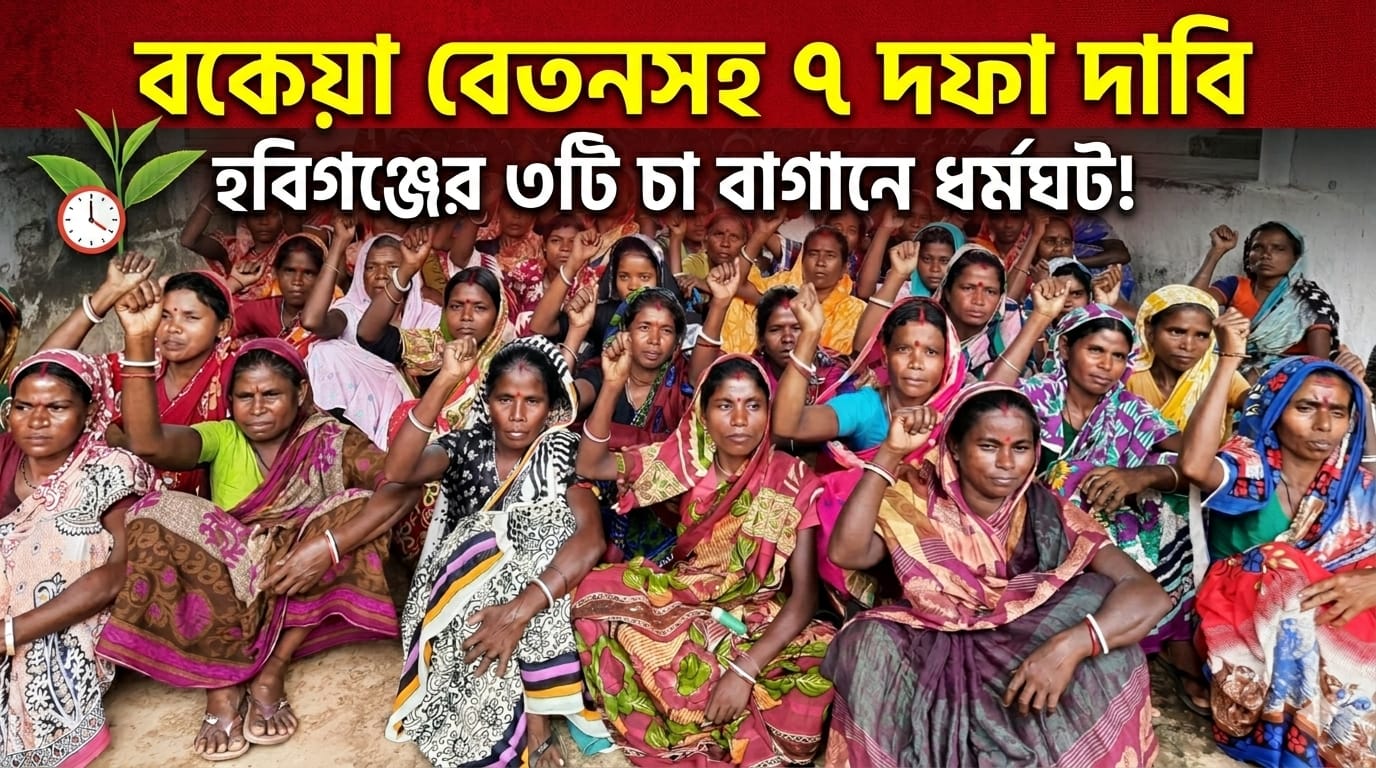 বকেয়া বেতনসহ ৭ দফা দাবিতে হবিগঞ্জের ৩টি চা বাগান কর্মবিরতি