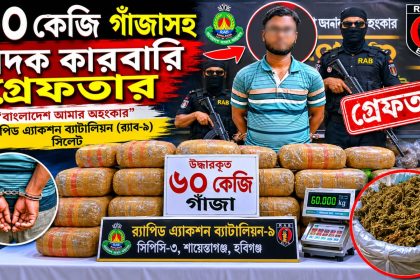মাধবপুর থেকে ৬০ কেজি গাঁজাসহ মাদক কারবারি গ্রেফতার