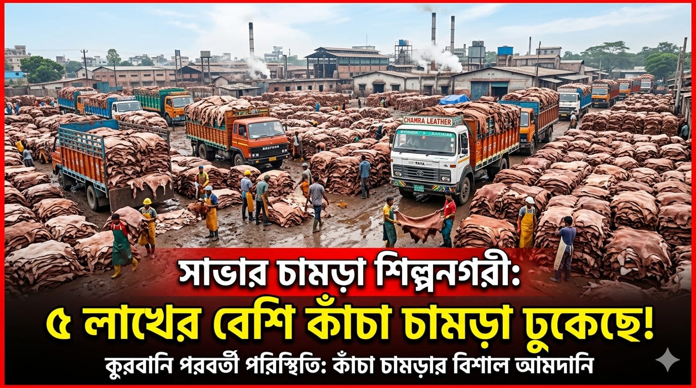 শিল্পনগরীতে পাঁচ লাখের বেশি কাঁচা চামড়া ঢুকেছে