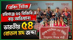বিজিবির অভিযানে ভারতীয় বিভিন্ন প্রকার ৫৪ বোতল মদ জব্দ