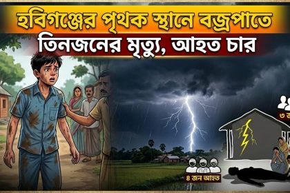 হবিগঞ্জে বজ্রপাতে তিনজনের মৃত্যু ও ৪জন আহত