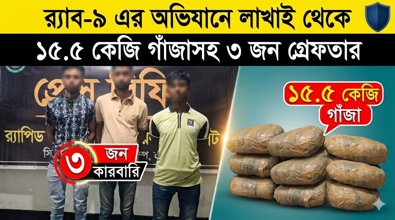 গাঁজাসহ ৩ জন মাদক কারবারি গ্রেফতার