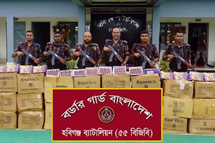 হবিগঞ্জে বিপুল ভারতীয় অবৈধ কসমেটিক্সসহ ট্রাক জব্দ