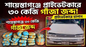শায়েস্তাগঞ্জে প্রাইভেটকার থেকে ৩০ কেজি গাঁজা জব্দ