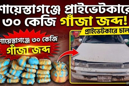 শায়েস্তাগঞ্জে প্রাইভেটকার থেকে ৩০ কেজি গাঁজা জব্দ