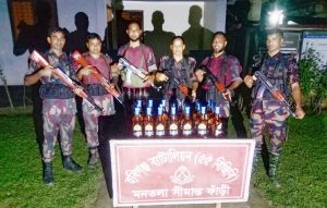 ৫৫ বিজিবির অভিযানে ২০ লাখ টাকার মাদক-শাড়ি ও গরু জব্দ
