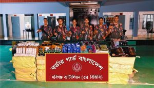 হবিগঞ্জে ৫৫ বিজিবির বিশেষ অভিযানে ভারতীয় পণ্য ও মাদক জব্দ