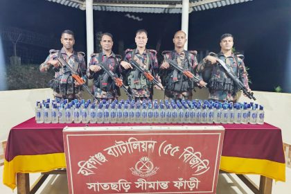 হবিগঞ্জ বিজিবির অভিযানে বিপুল ভারতীয় মদ ও বাংলাদেশী রসুন জব্দ