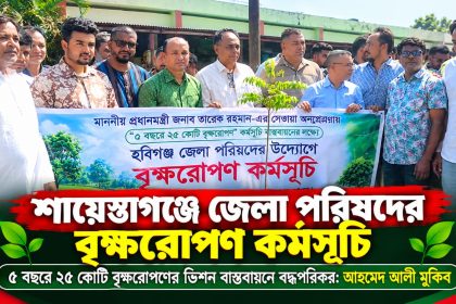 শায়েস্তাগঞ্জে জেলা পরিষদের বৃক্ষরোপণ কর্মসূচি