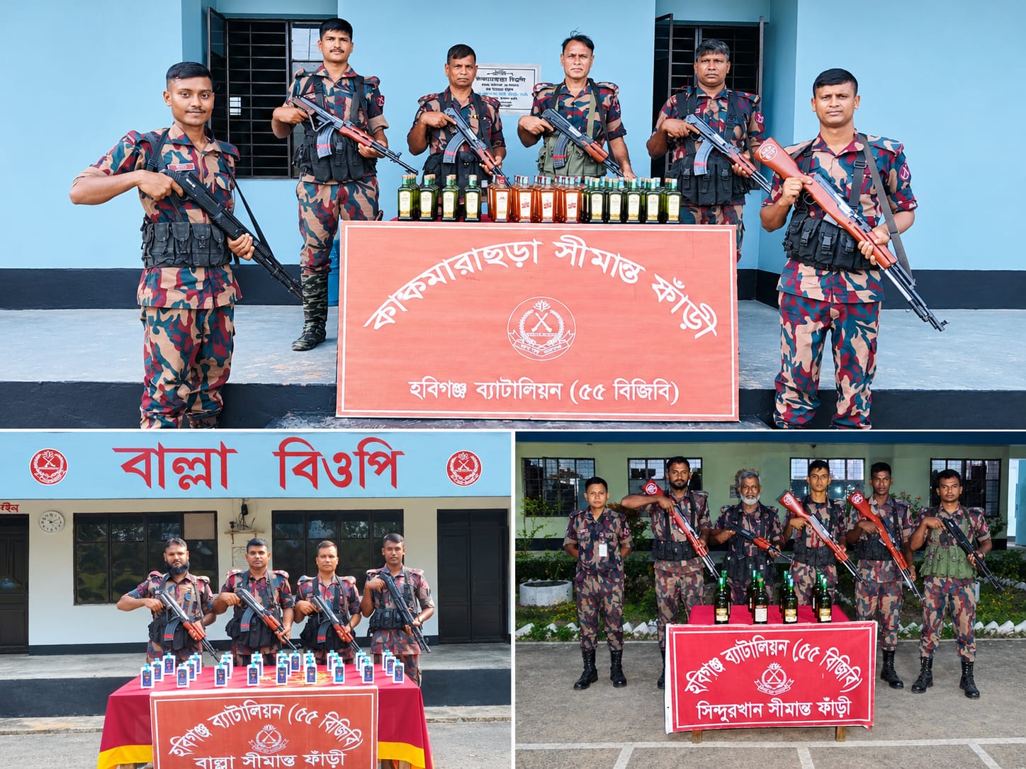 হবিগঞ্জ ৫৫ বিজিবির অভিযানে ১০৮ বোতল ভারতীয় মদ জব্দ