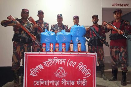 হবিগঞ্জ ৫৫ বিজিবির অভিযানে মাদকদ্রব্য ও মশার কয়েল জব্দ